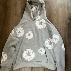 Gray hoodie denim tears top